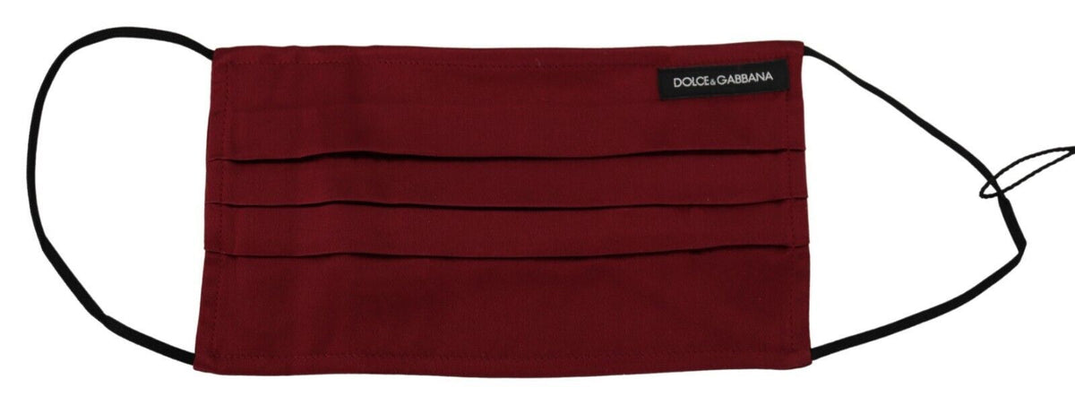 Dolce & Gabbana Bordeauxrote Seidene Plissierte Gesichtsmaske mit Elastischem Ohrriemen, Einheitsgröße