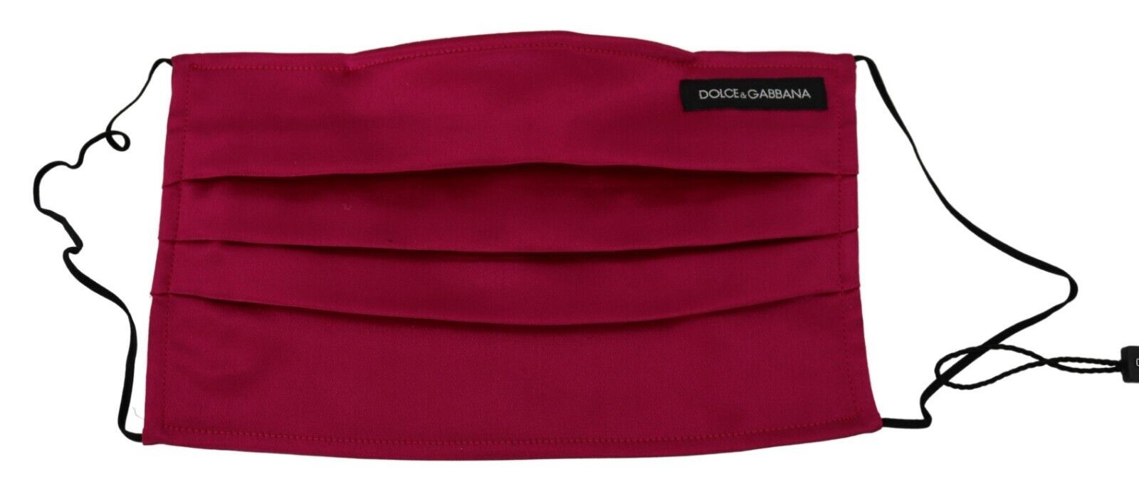 Dolce & Gabbana Bordeauxrote Seiden-Plissee-Gesichtsmaske mit elastischen Ohrschlaufen Einheitsgröße