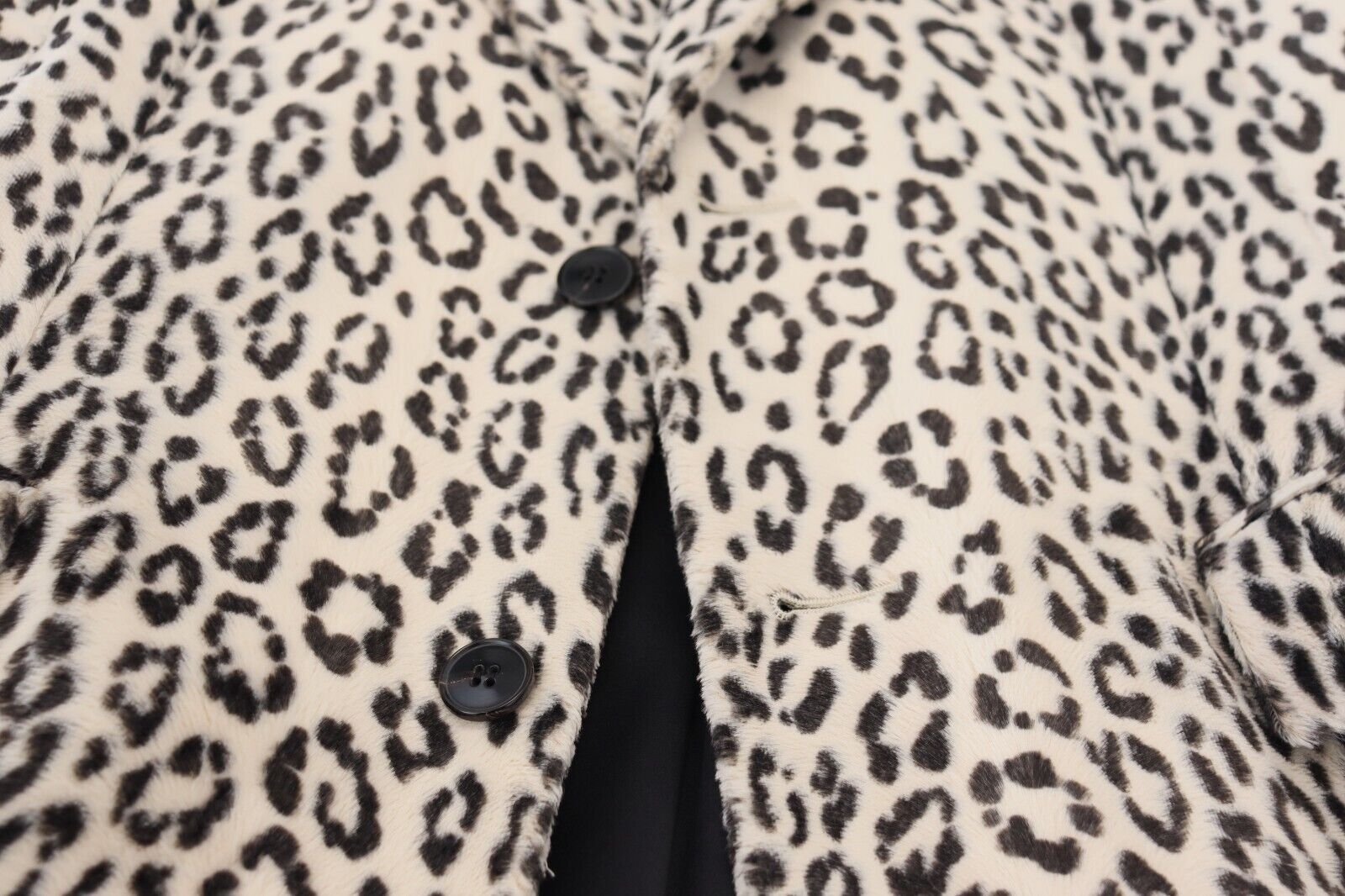 Dolce & Gabbana Weißer Leopard Einreihiger Mantel Blazer