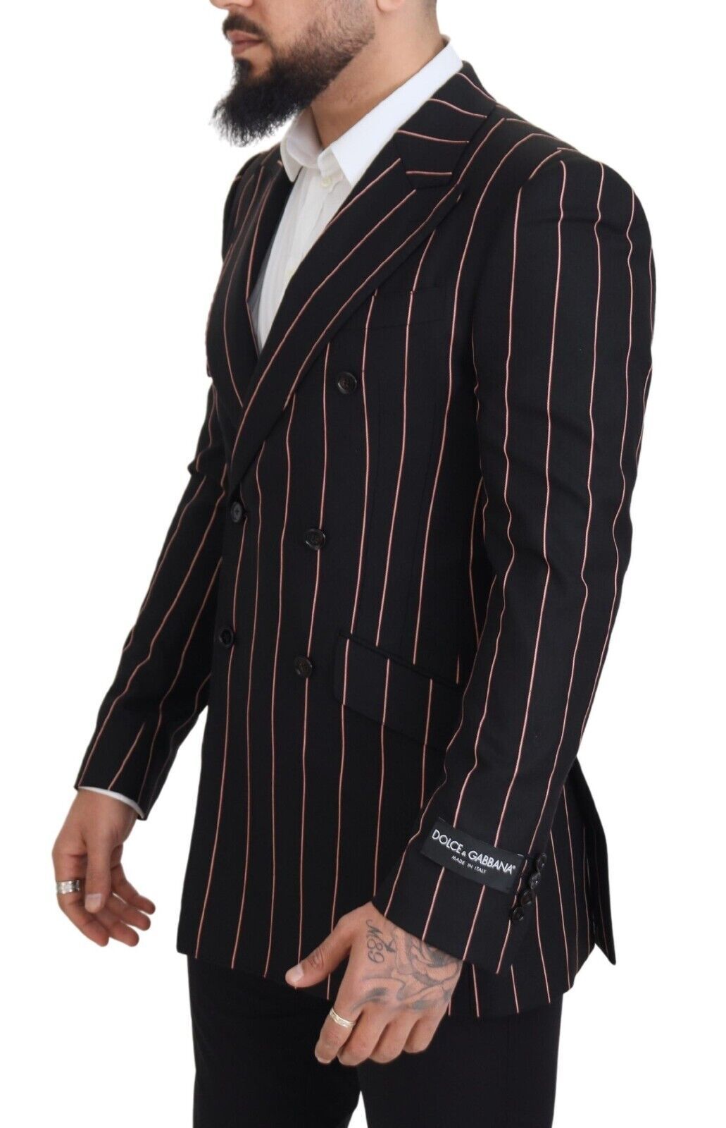 Dolce & Gabbana Zwarte Strepen Viscose Double-breasted Blazer