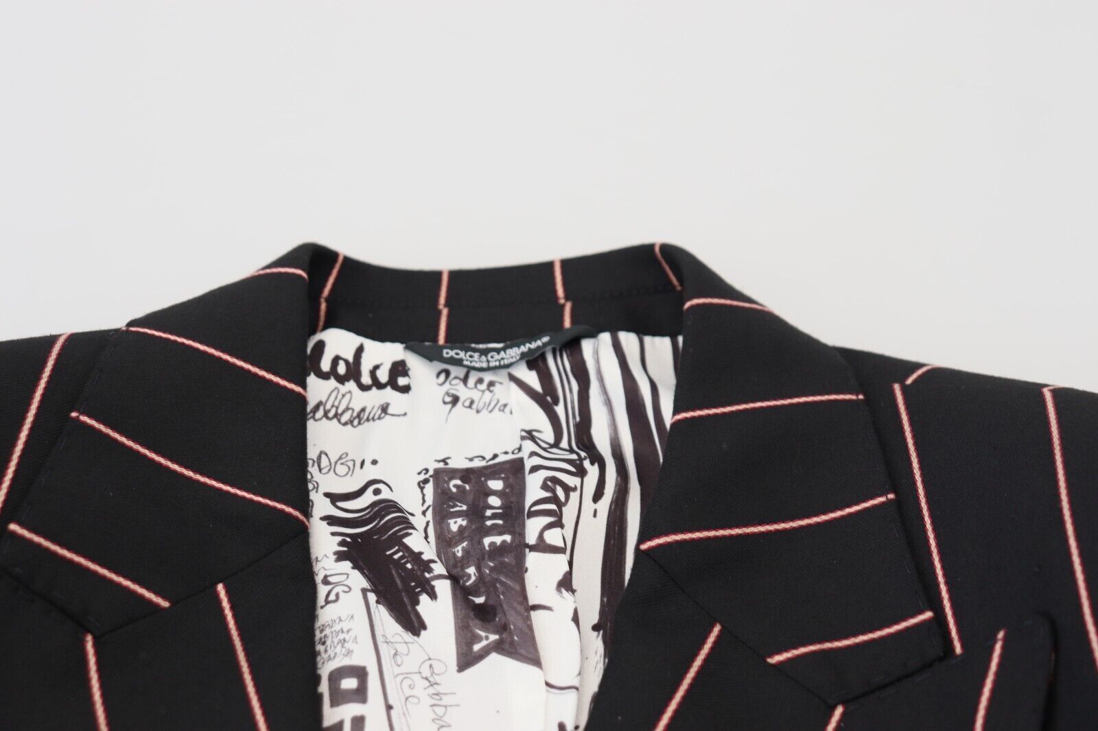 Dolce & Gabbana Zwarte Strepen Viscose Double-breasted Blazer