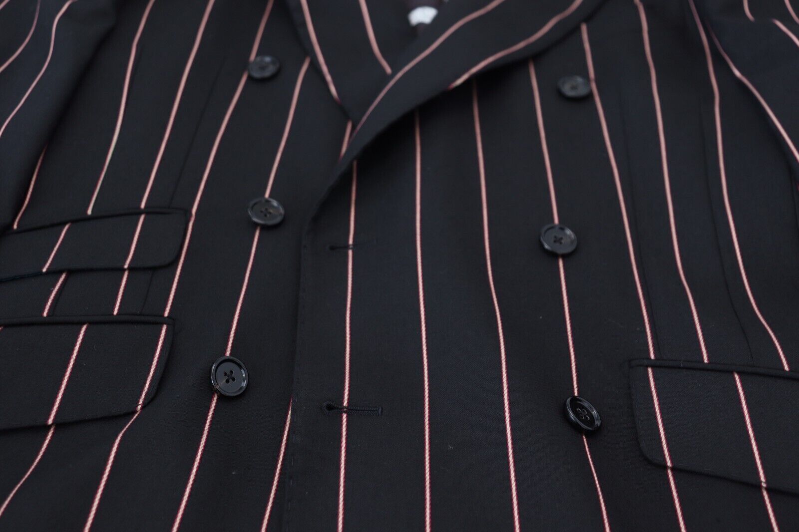 Dolce & Gabbana Zwarte Strepen Viscose Double-breasted Blazer