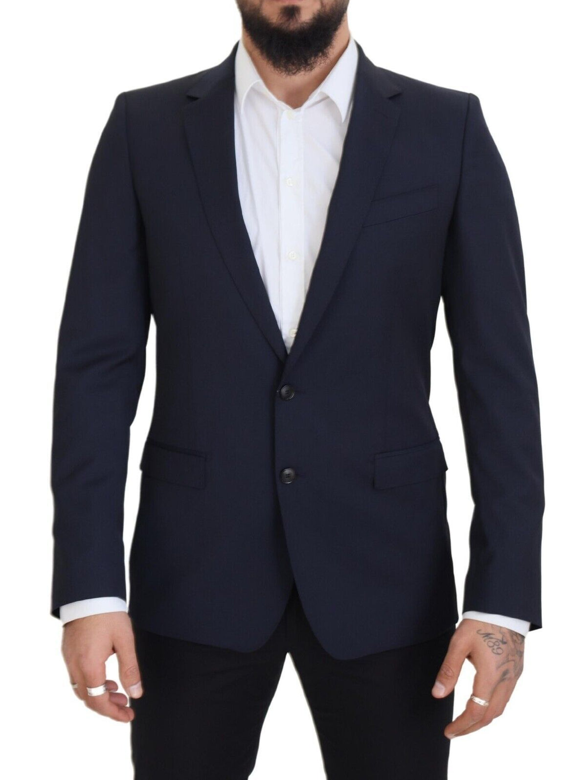 Dolce & Gabbana Dunkelblauer Einreihiger Martini-Blazer aus Wolle
