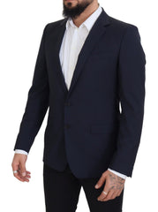 Dolce & Gabbana Dunkelblauer Einreihiger Martini-Blazer aus Wolle