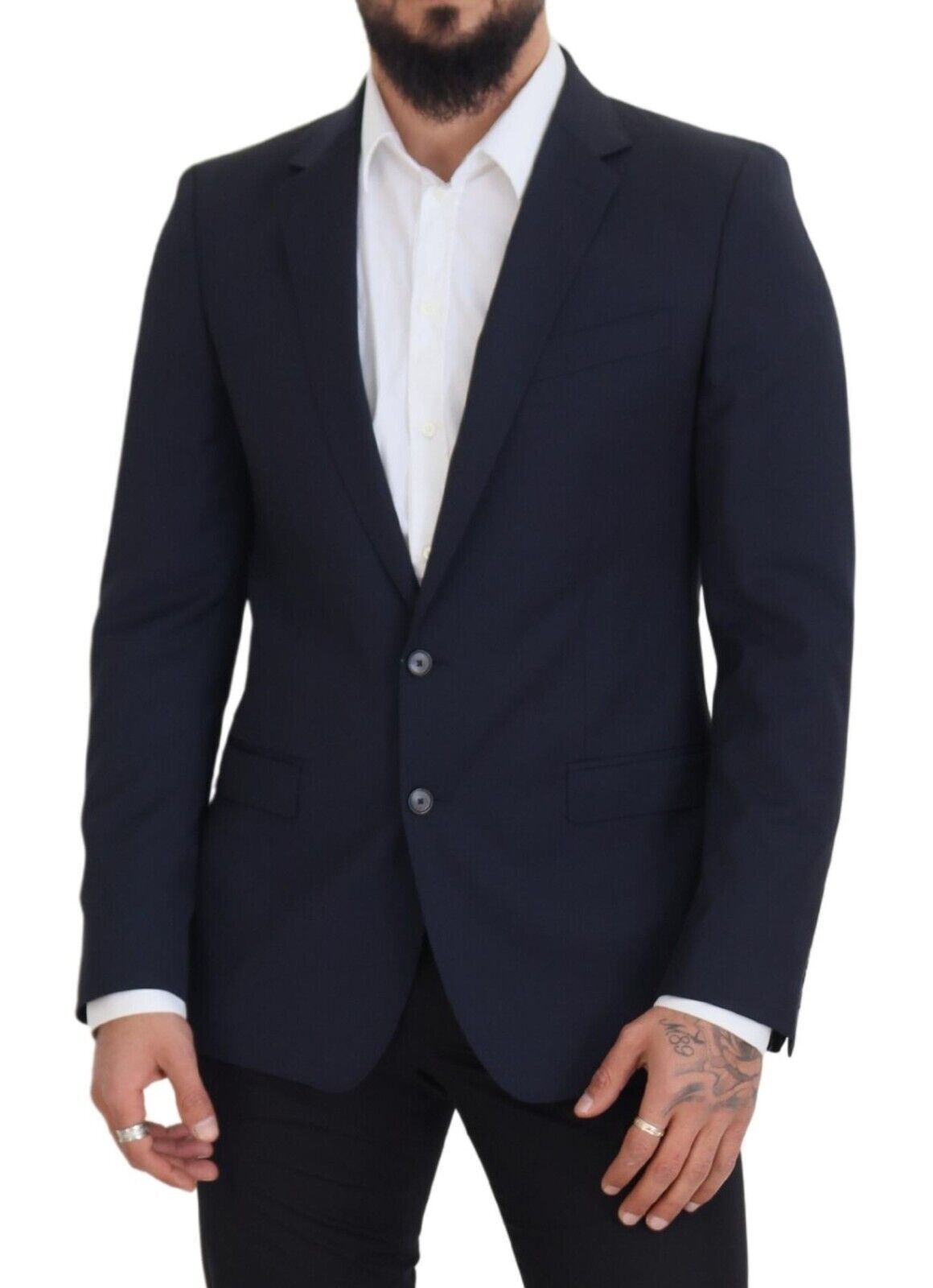 Dolce & Gabbana Dunkelblauer Einreihiger Martini-Blazer aus Wolle