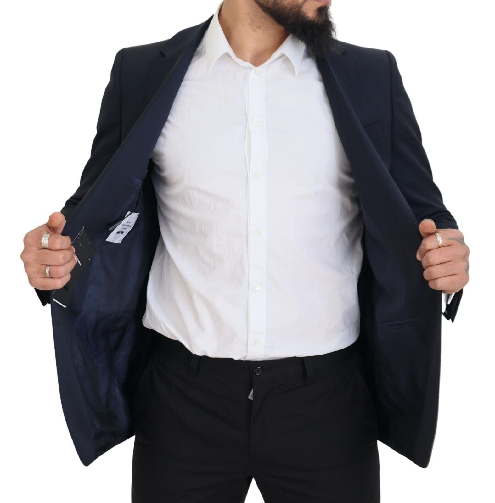 Dolce & Gabbana Dunkelblauer Einreihiger Martini-Blazer aus Wolle