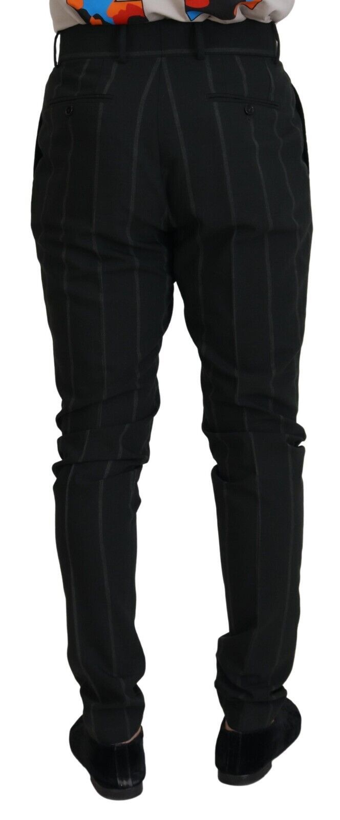 Dolce & Gabbana Schwarze gestreifte Herrenhose Baumwollhose