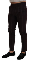 Dolce & Gabbana Brown Striped Men Trousers Cotton Pants
