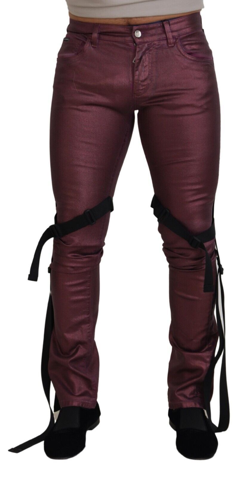 Dolce & Gabbana Magenta Baumwolle Herren Freizeit Harness Denim Jeans