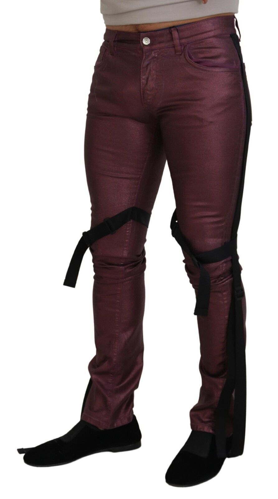 Dolce & Gabbana Magenta Baumwolle Herren Freizeit Harness Denim Jeans