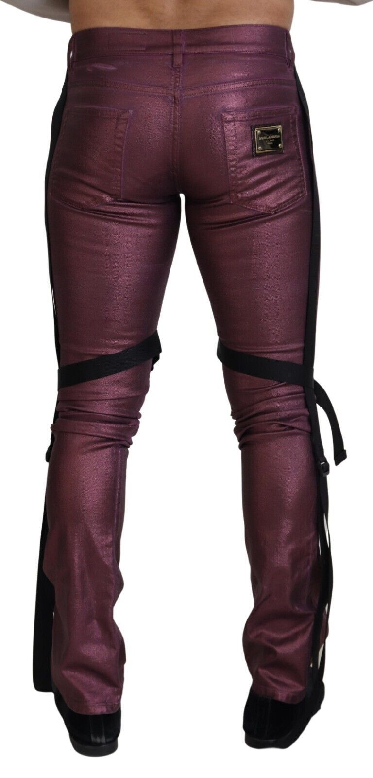 Dolce & Gabbana Magenta Baumwolle Herren Freizeit Harness Denim Jeans