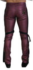 Dolce & Gabbana Magenta Baumwolle Herren Freizeit Harness Denim Jeans