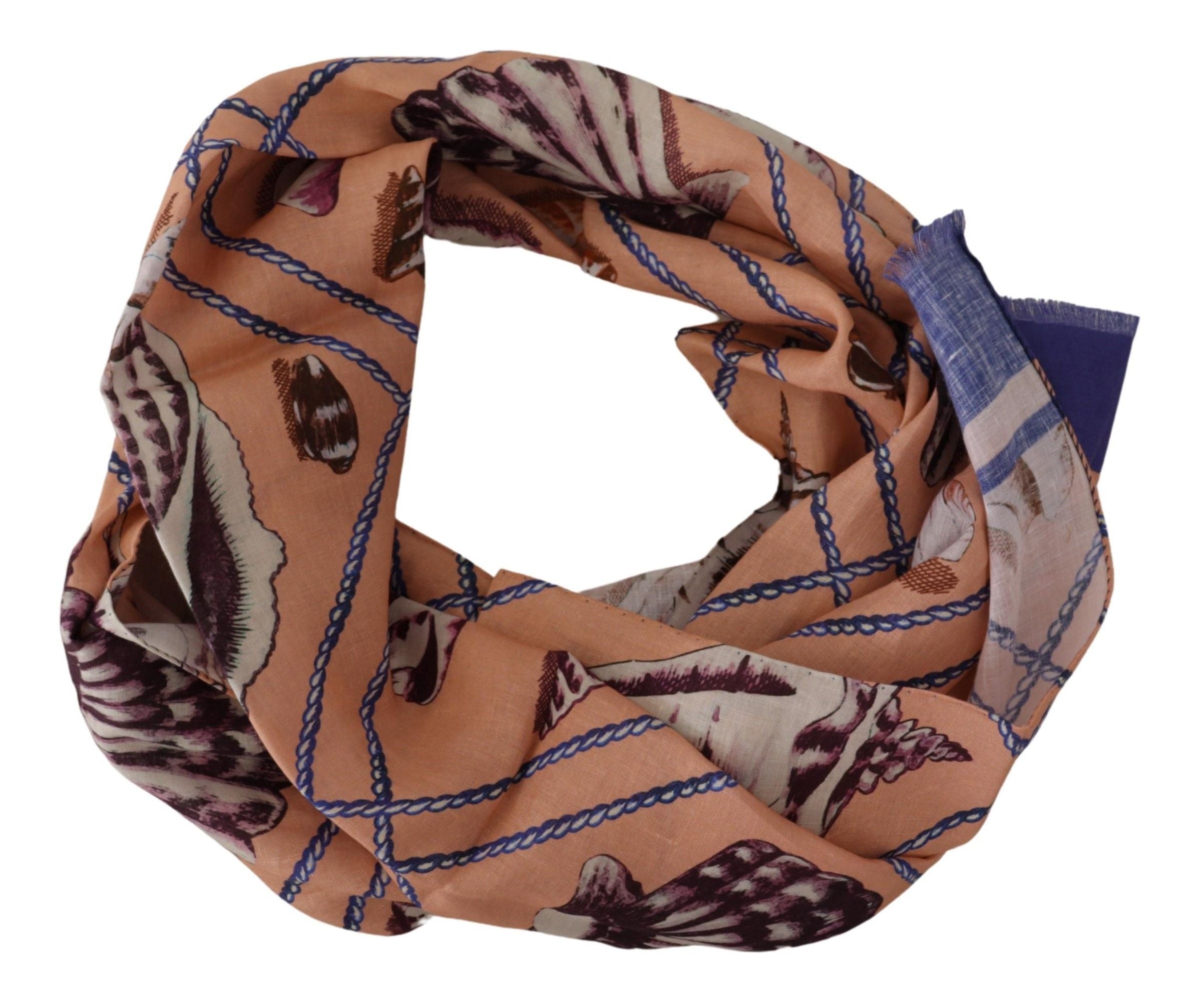 Dolce & Gabbana Blauwe Linnen Sjaal met Schelpjespatroon voor Heren