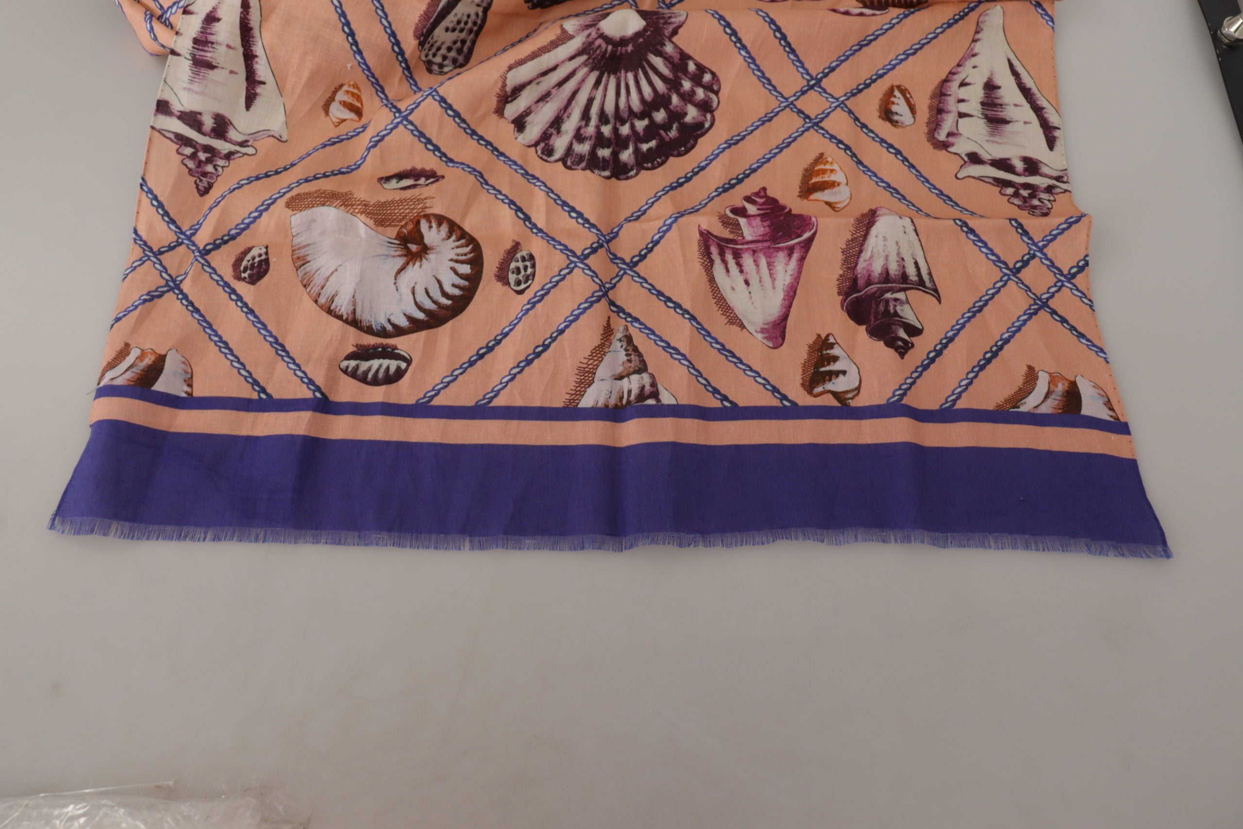 Dolce & Gabbana Blauwe Linnen Sjaal met Schelpjespatroon voor Heren