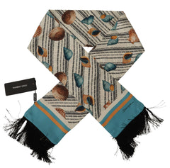 Dolce & Gabbana Multikleur Schelpen DG Print Zijden Sjaal met Franjes