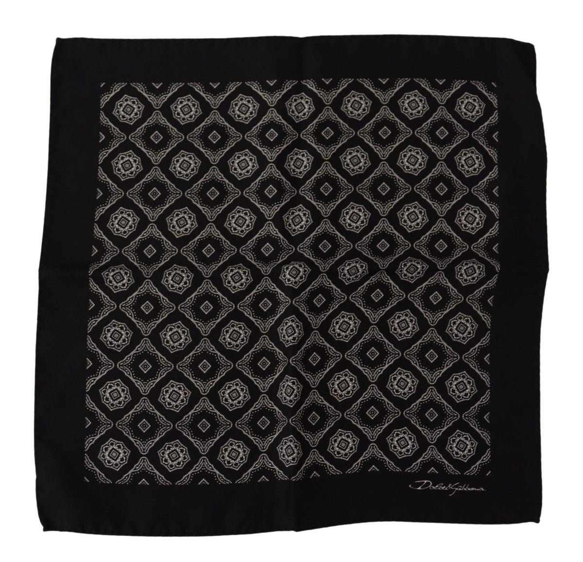Dolce & Gabbana Schwarzes quadratisches Halstuch mit geometrischem Muster
