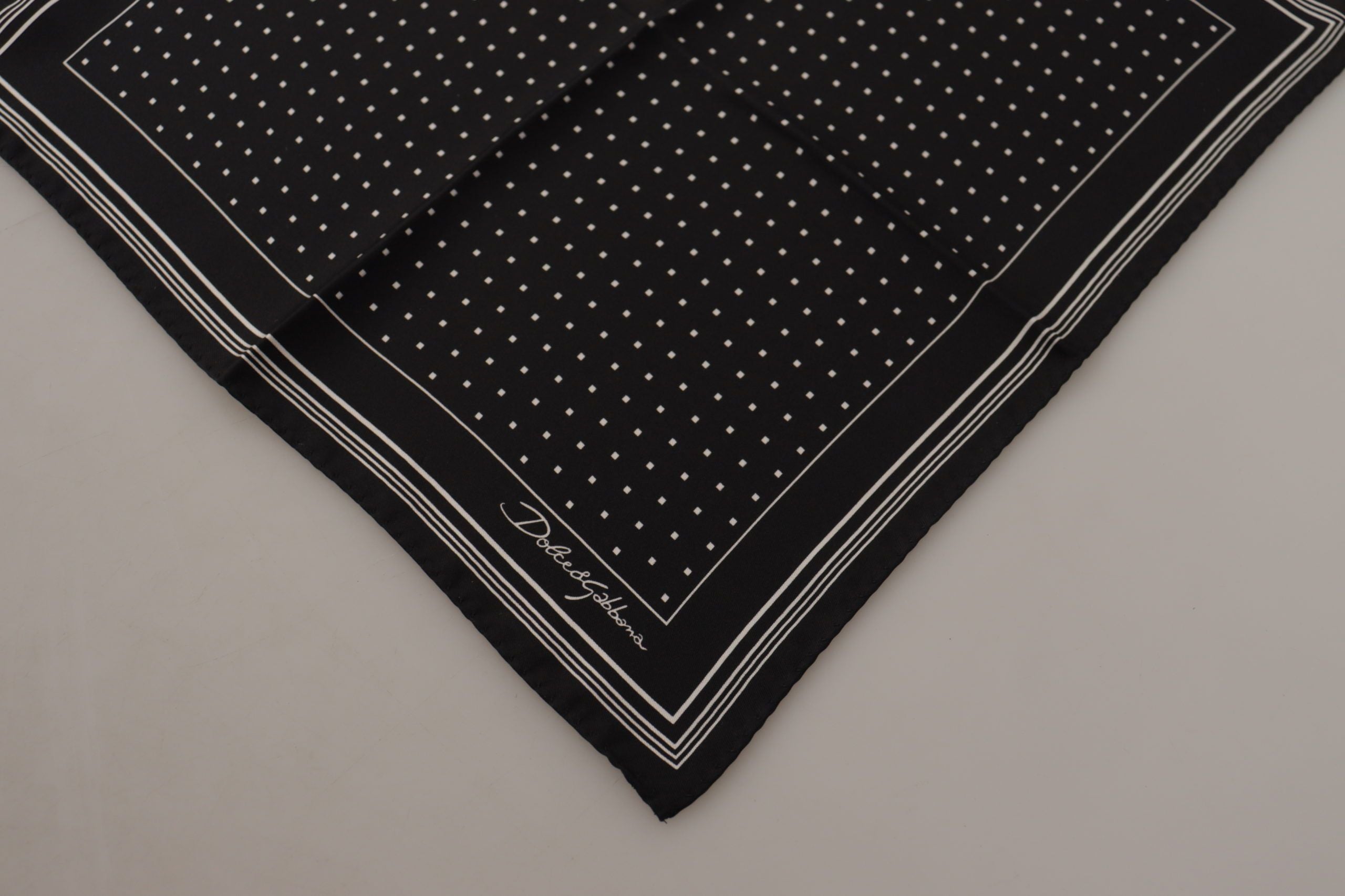 Dolce & Gabbana Zwart Polkadot DG Logo Vierkante Zakdoek