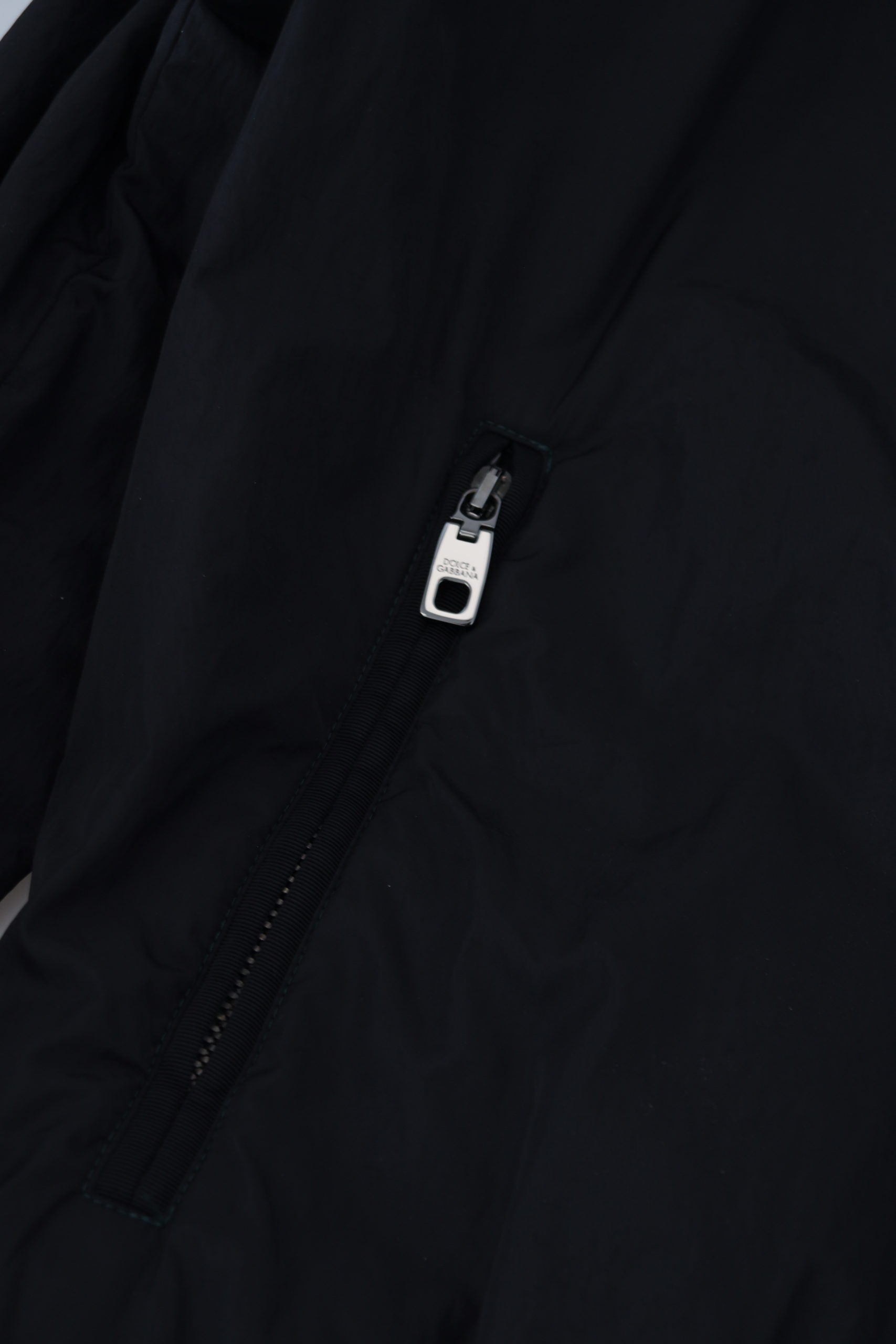 Dolce & Gabbana Zwart Nylon Logo Bomberjack met Ritssluiting