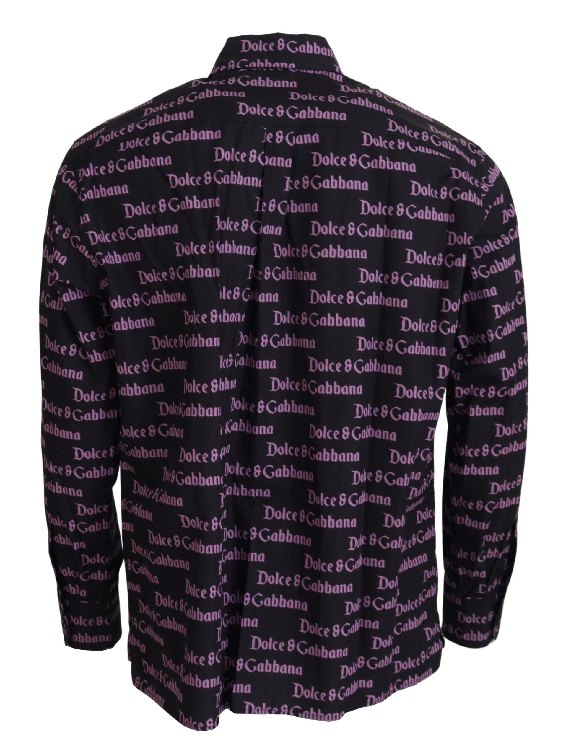 Dolce & Gabbana Schwarzes schmales Hemd mit lila Logo