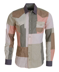 Dolce & Gabbana Multicolor Patchwork-Hemd aus Baumwolle im Slim Fit