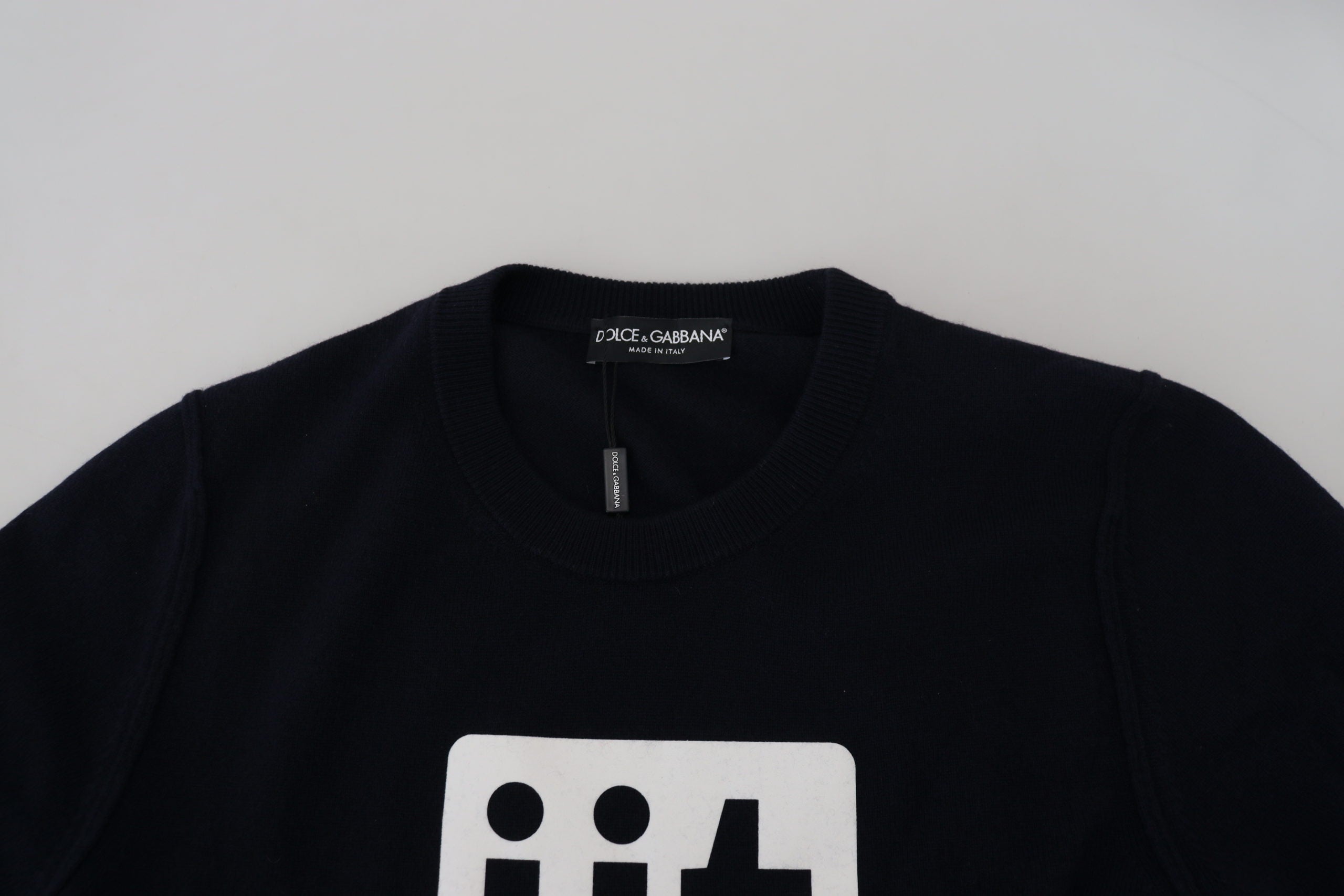 Dolce & Gabbana Blauer Kaschmir-Pullover mit iit-Print