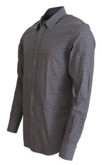 Dolce & Gabbana Gray Brown GOLD Slim Fit Dress Formal Shirt