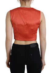 Dolce & Gabbana Orange Ärmellose Weste Cropped Weste Top