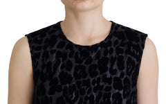Dolce & Gabbana Schwarzes Leoparden-Shift-Minikleid aus Polyester