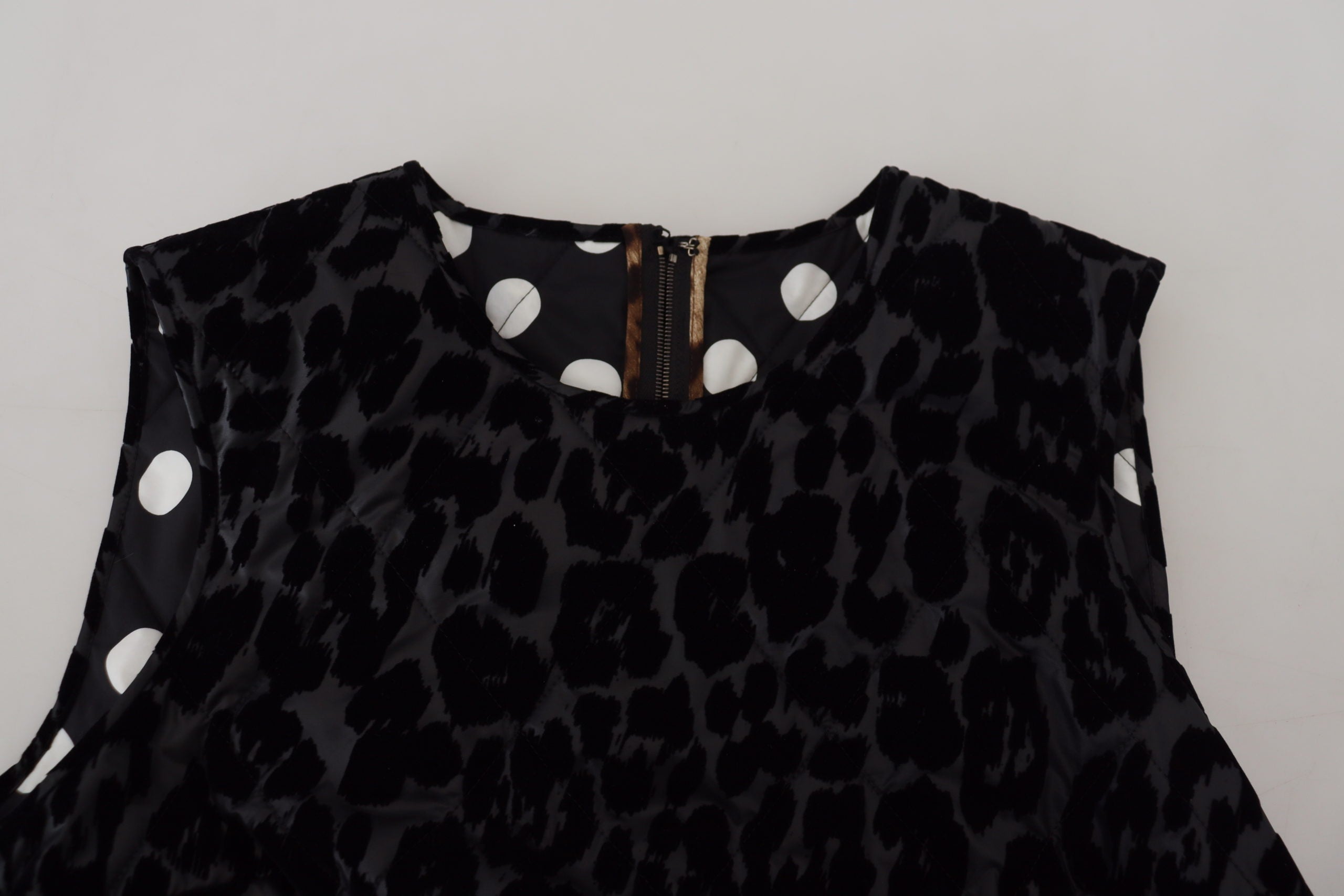 Dolce & Gabbana Schwarzes Leoparden-Shift-Minikleid aus Polyester