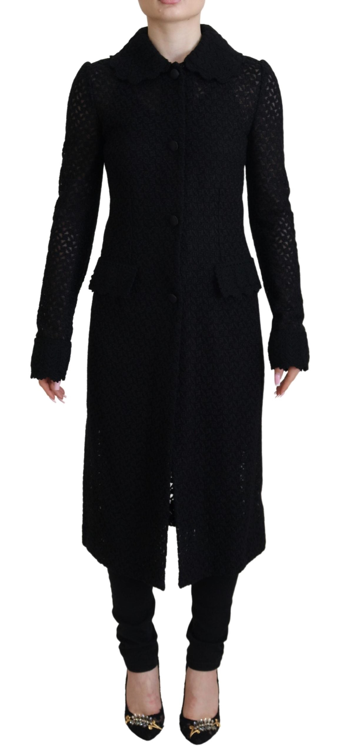 Dolce & Gabbana Schwarzer Blazer mit Knopfleiste, lange Baumwolljacke