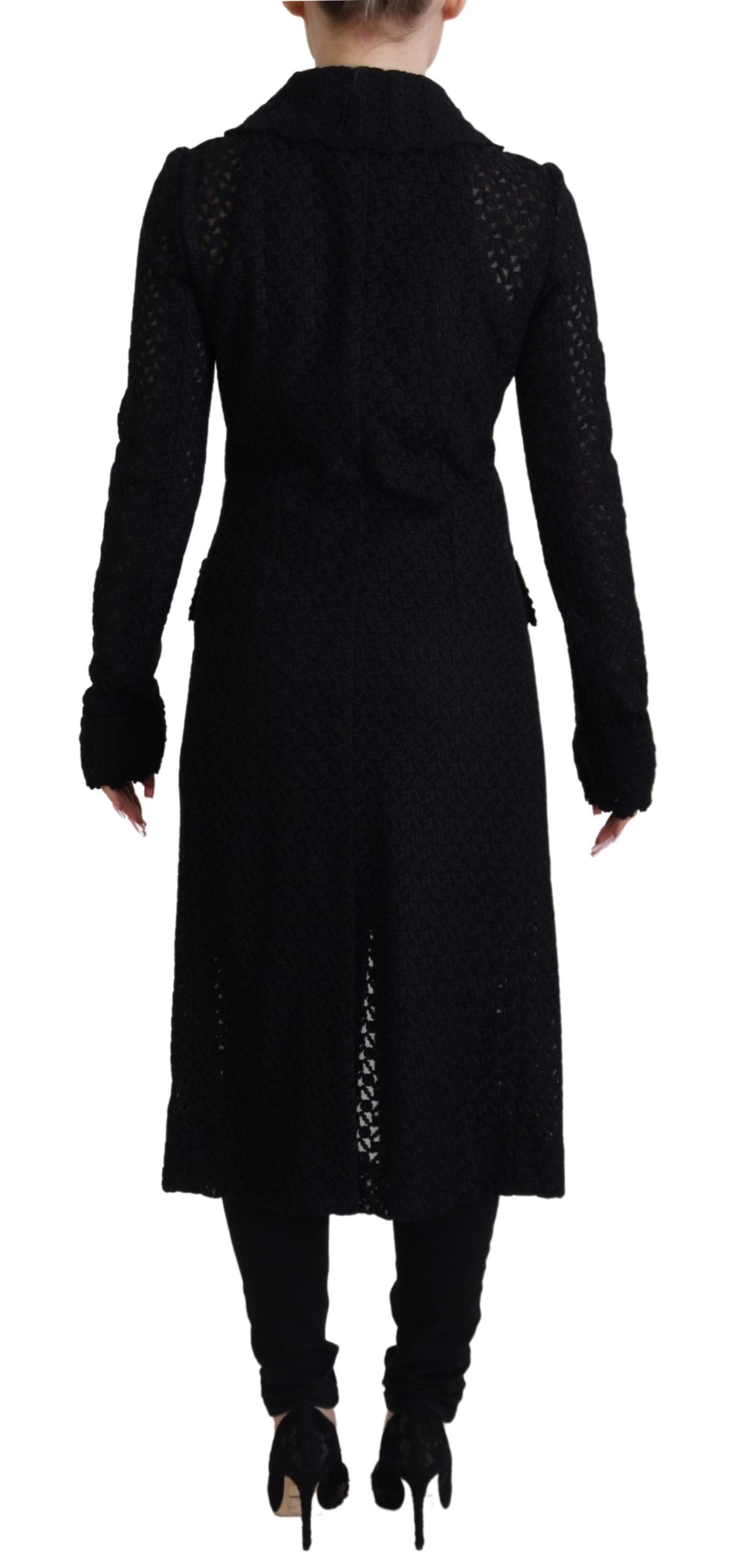 Dolce & Gabbana Schwarzer Blazer mit Knopfleiste, lange Baumwolljacke