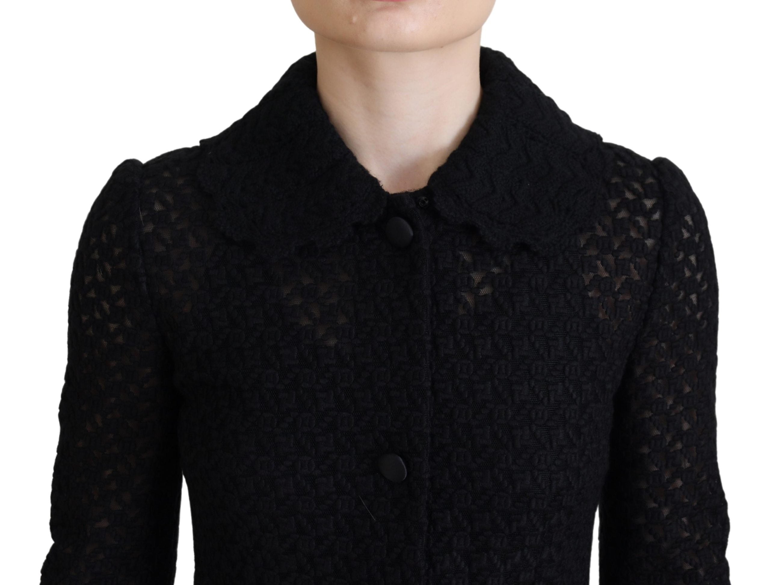 Dolce & Gabbana Schwarzer Blazer mit Knopfleiste, lange Baumwolljacke