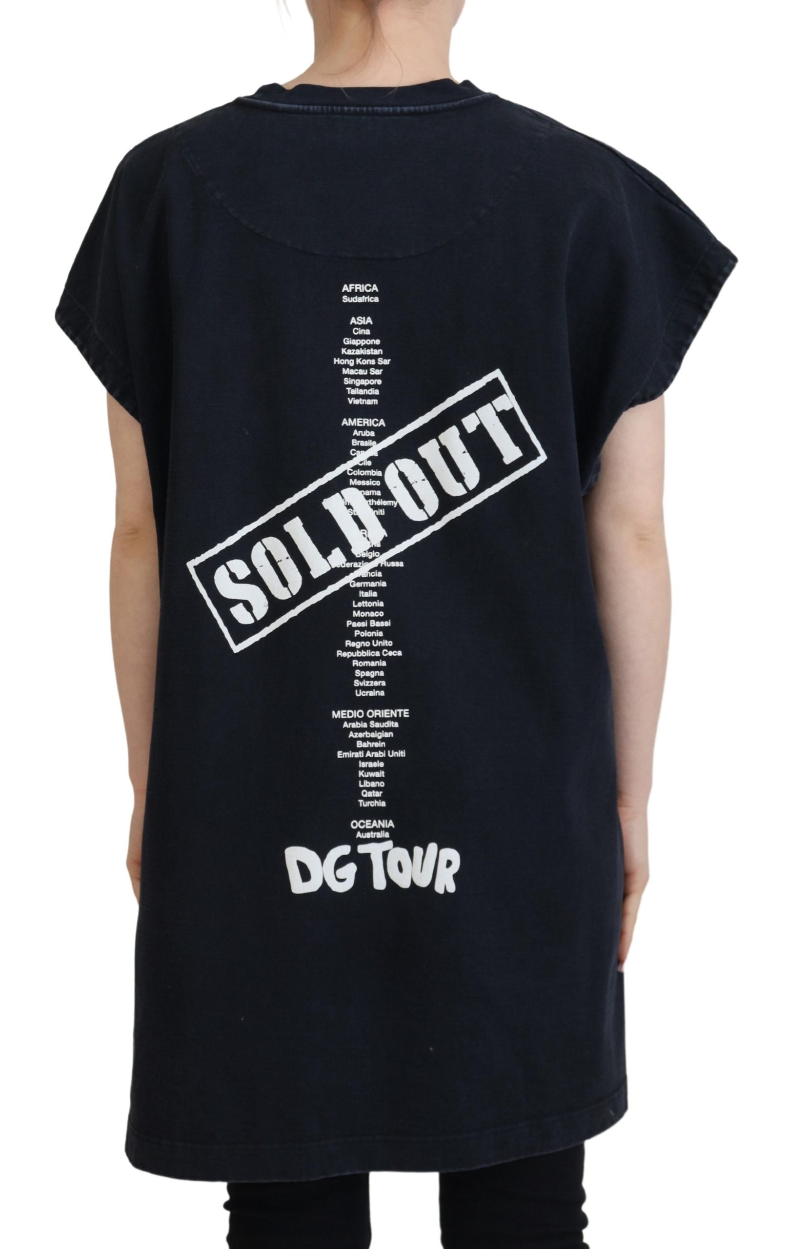 Dolce & Gabbana Schwarzes D&G Fashion Rundhals Baumwoll-T-Shirt