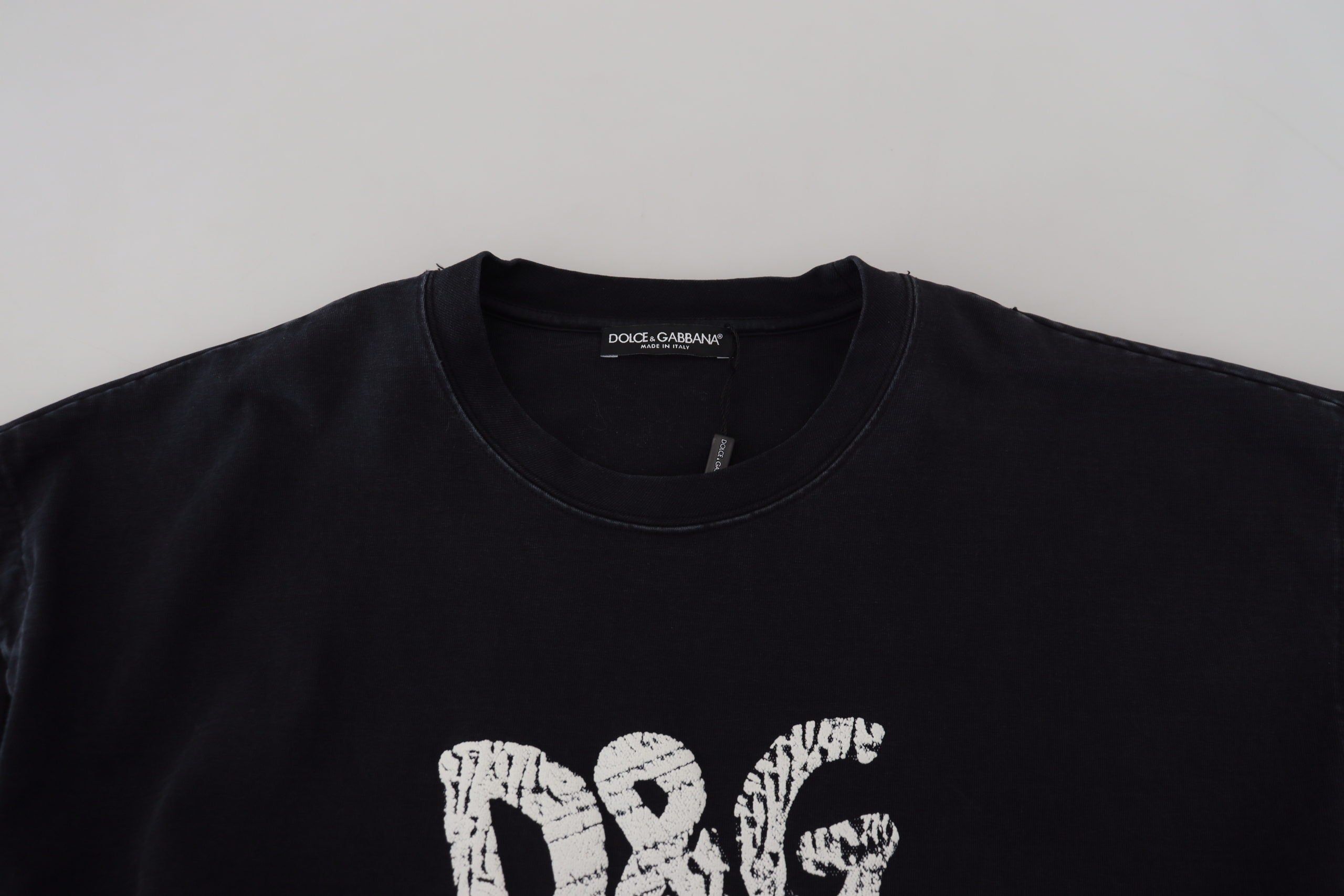Dolce & Gabbana Schwarzes D&G Fashion Rundhals Baumwoll-T-Shirt