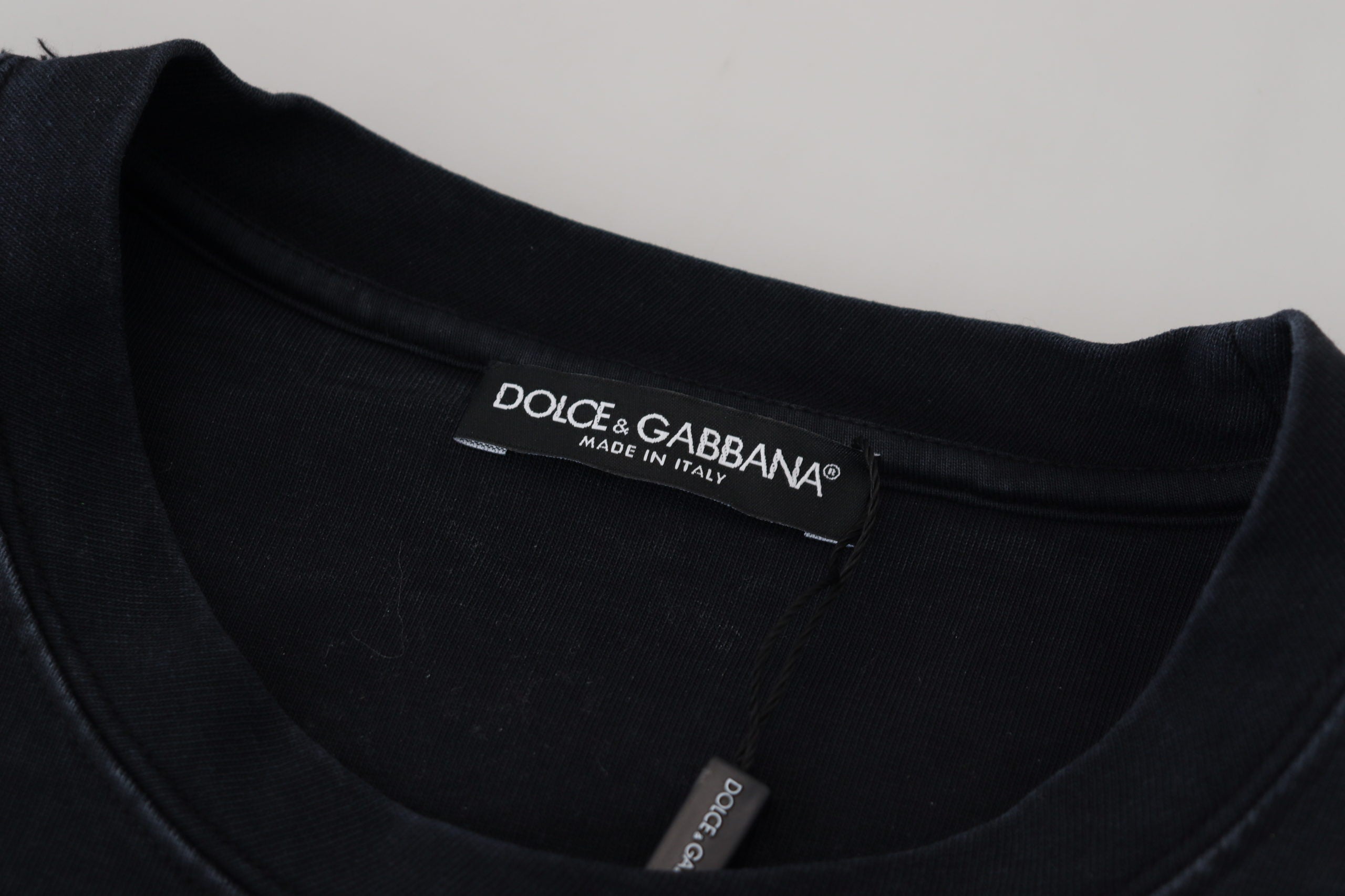 Dolce & Gabbana Schwarzes D&G Fashion Rundhals Baumwoll-T-Shirt