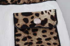 Dolce & Gabbana Weiße Hose mit Leopardenmuster und hoher Taille