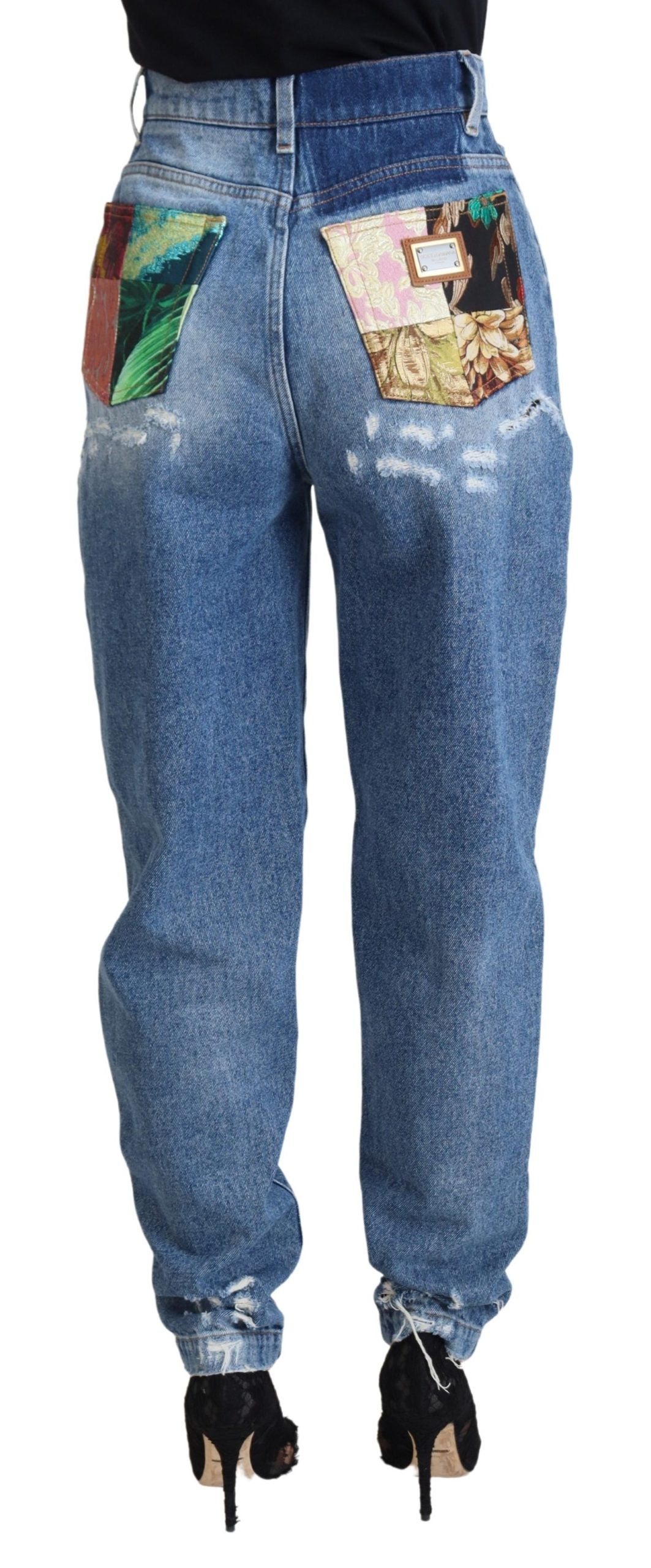 Dolce & Gabbana Blaue Jeans aus ausgewaschener, zerrissener Baumwolle