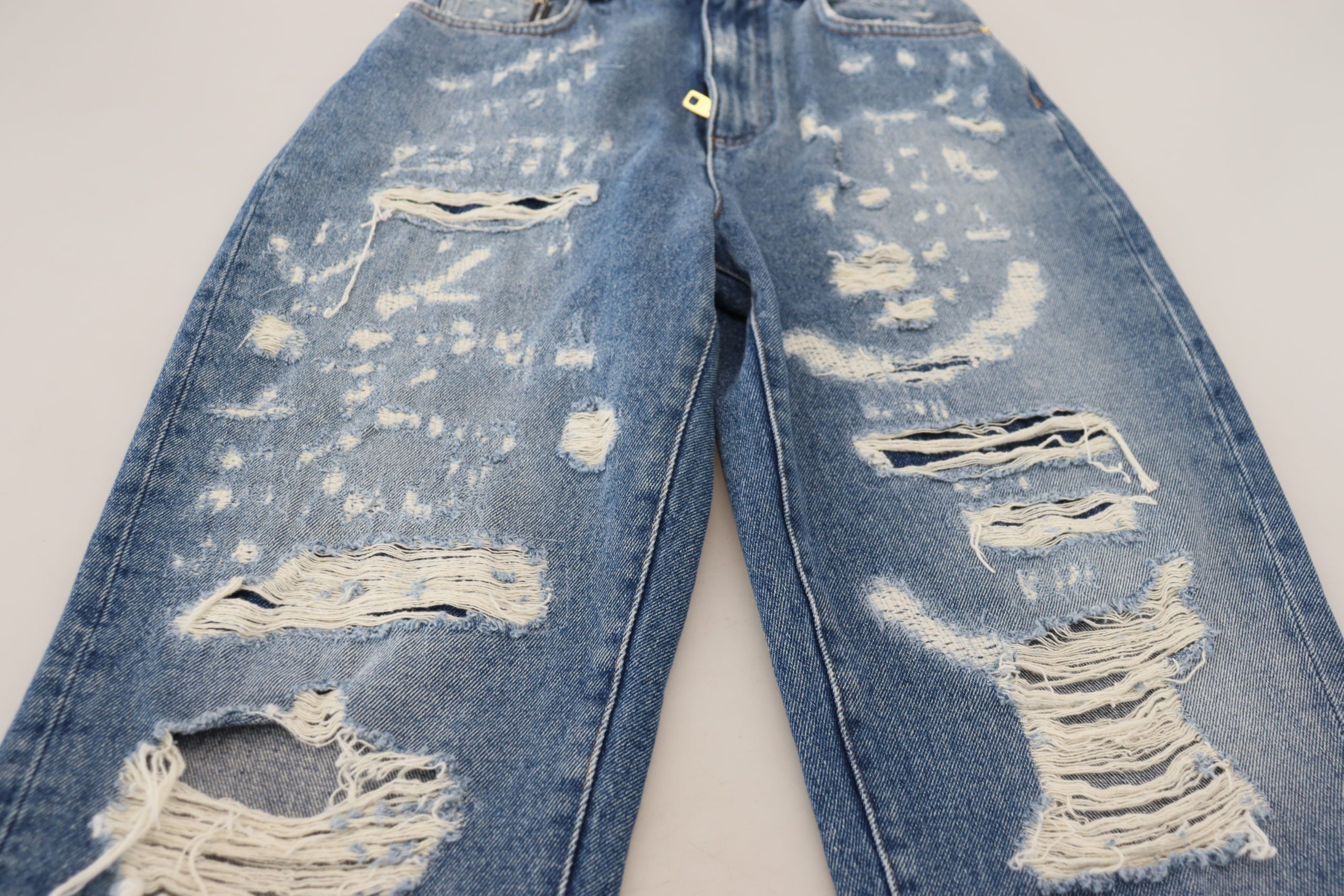 Dolce & Gabbana Blaue Jeans aus ausgewaschener, zerrissener Baumwolle