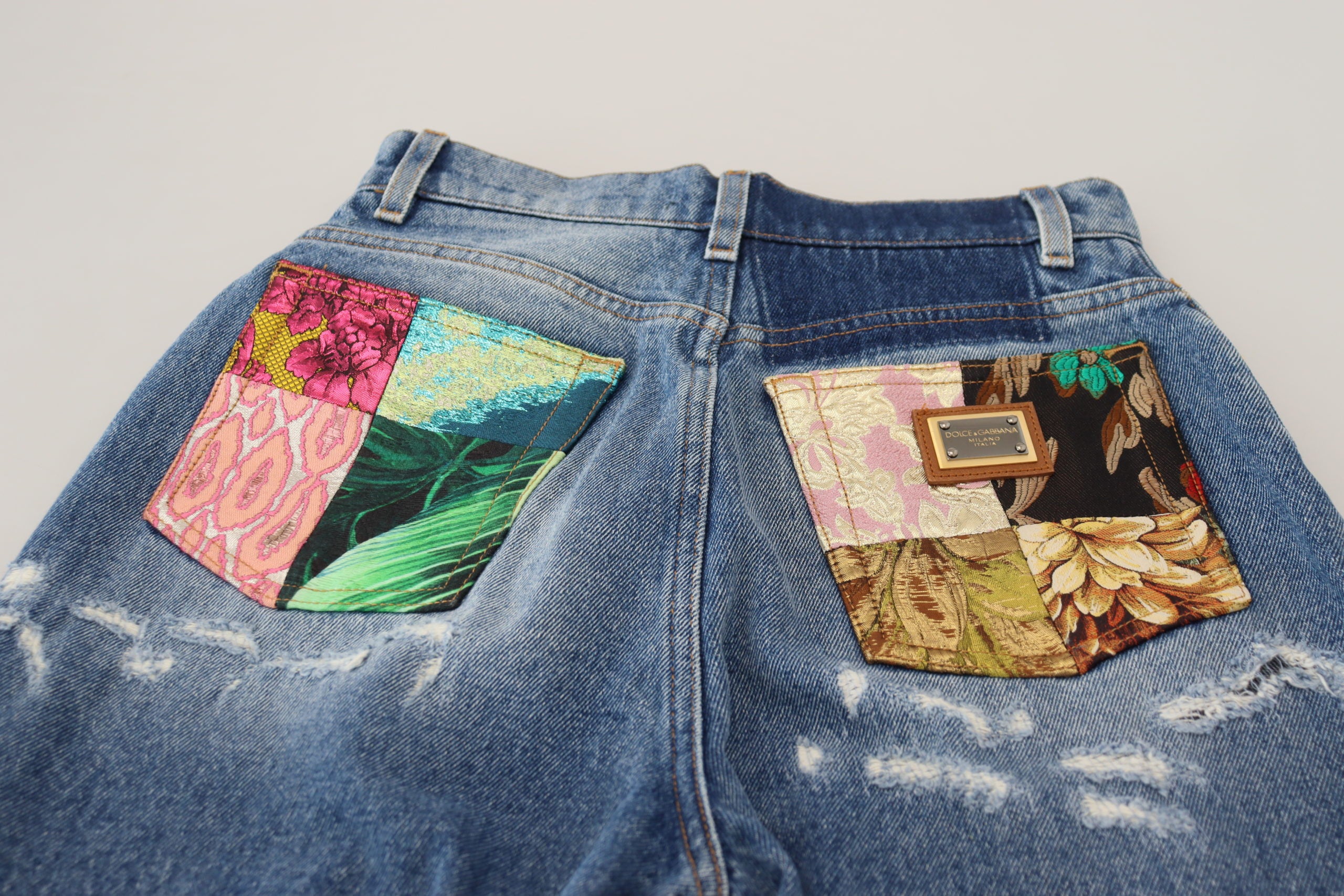 Dolce & Gabbana Blaue Jeans aus ausgewaschener, zerrissener Baumwolle