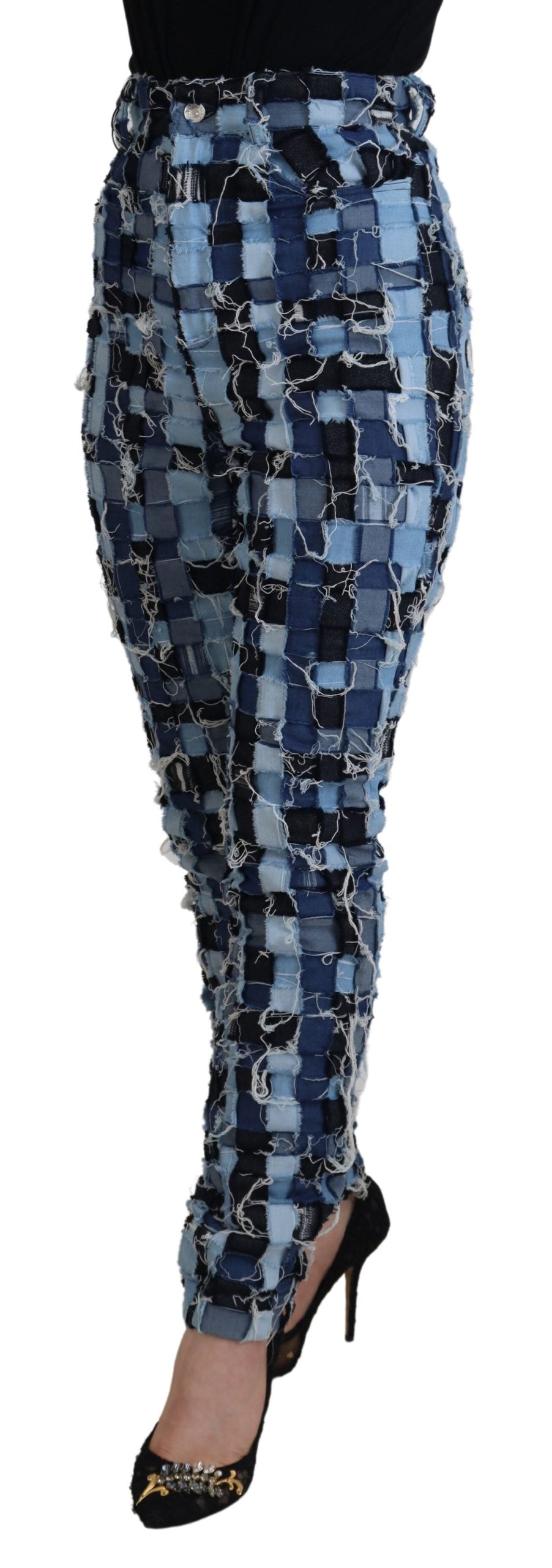 Dolce & Gabbana Multicolor Patchwork Jeans aus Baumwoll-Denim