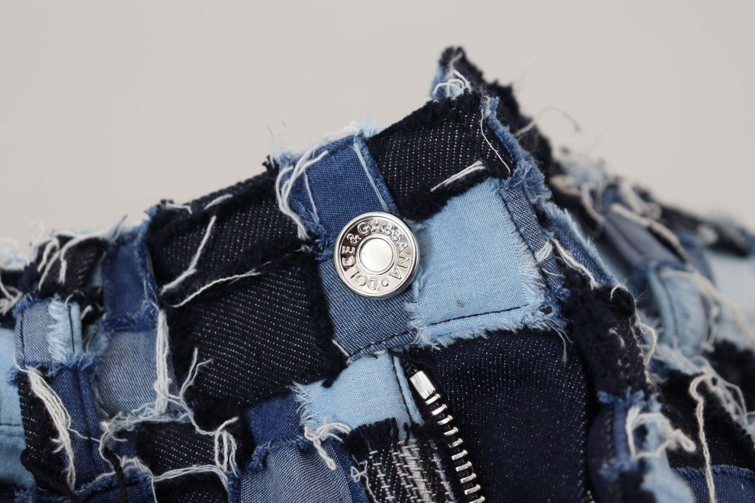 Dolce & Gabbana Multicolor Patchwork Jeans aus Baumwoll-Denim