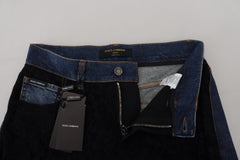 Dolce & Gabbana Schwarze Skinny Jeans aus Denim mit floraler Spitze vorne