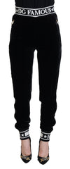 Dolce & Gabbana Zwarte DG Logo Fluwelen Broek