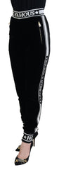 Dolce & Gabbana Zwarte DG Logo Fluwelen Broek