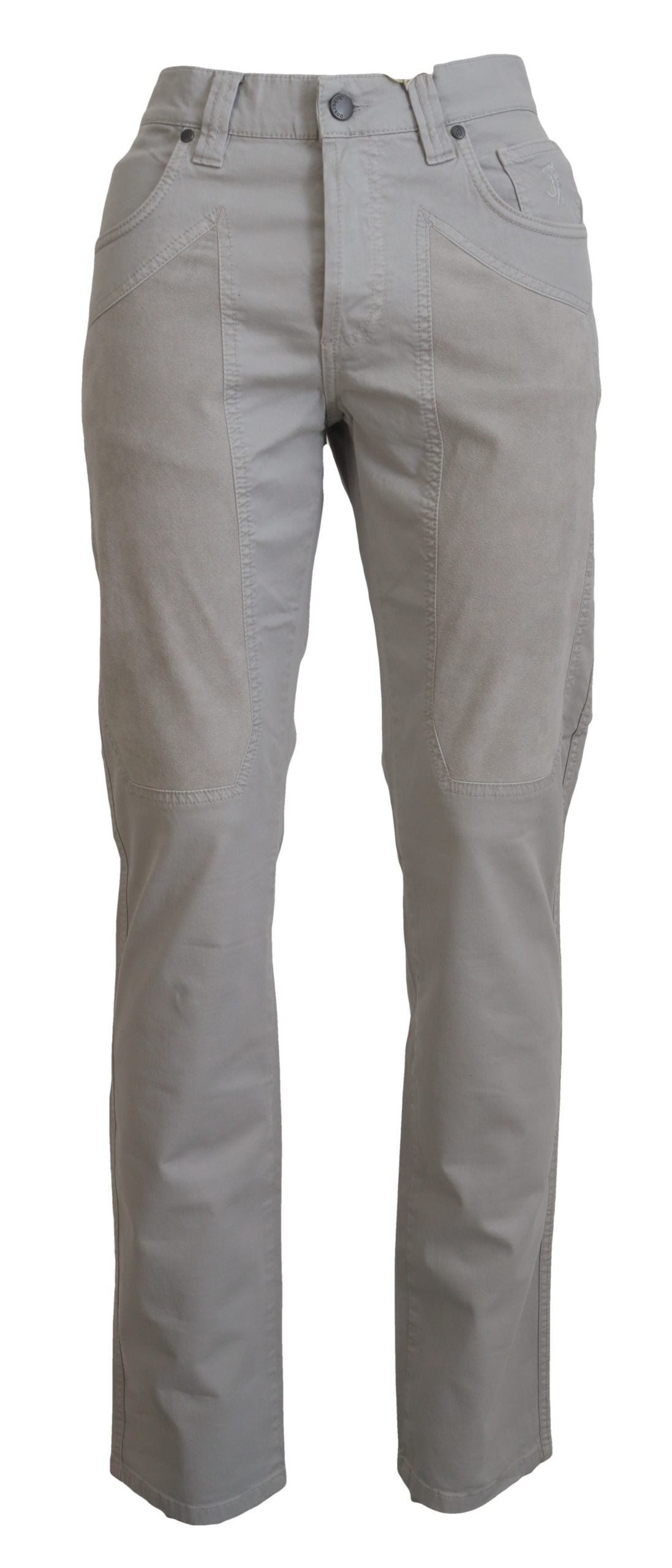 Jeckerson Graue Baumwoll-Freizeithose für Herren (Tapered Fit)