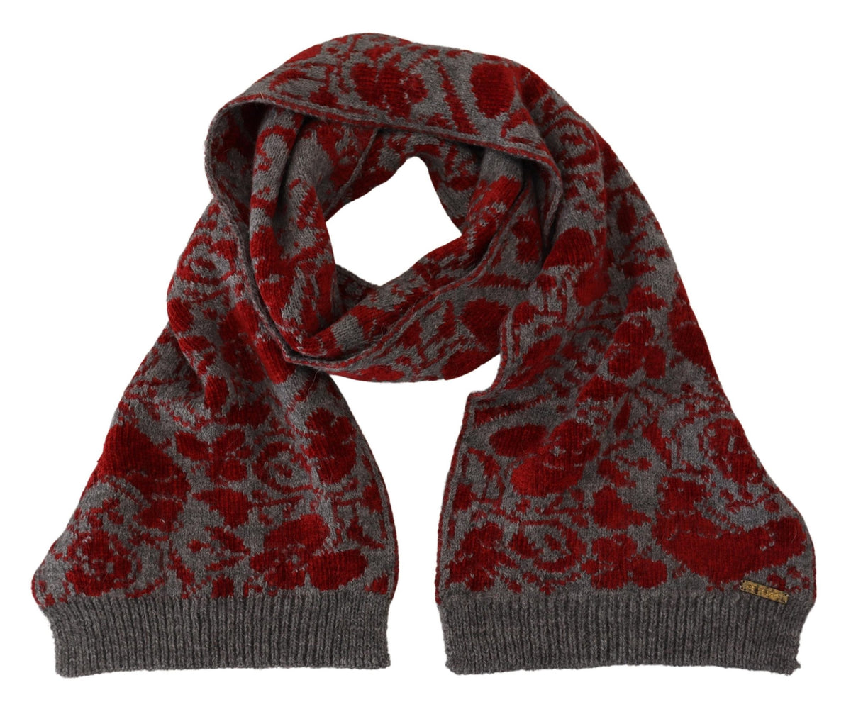 GF Ferre Rot Grau Gestrickte Wickeldecke Damen Schal