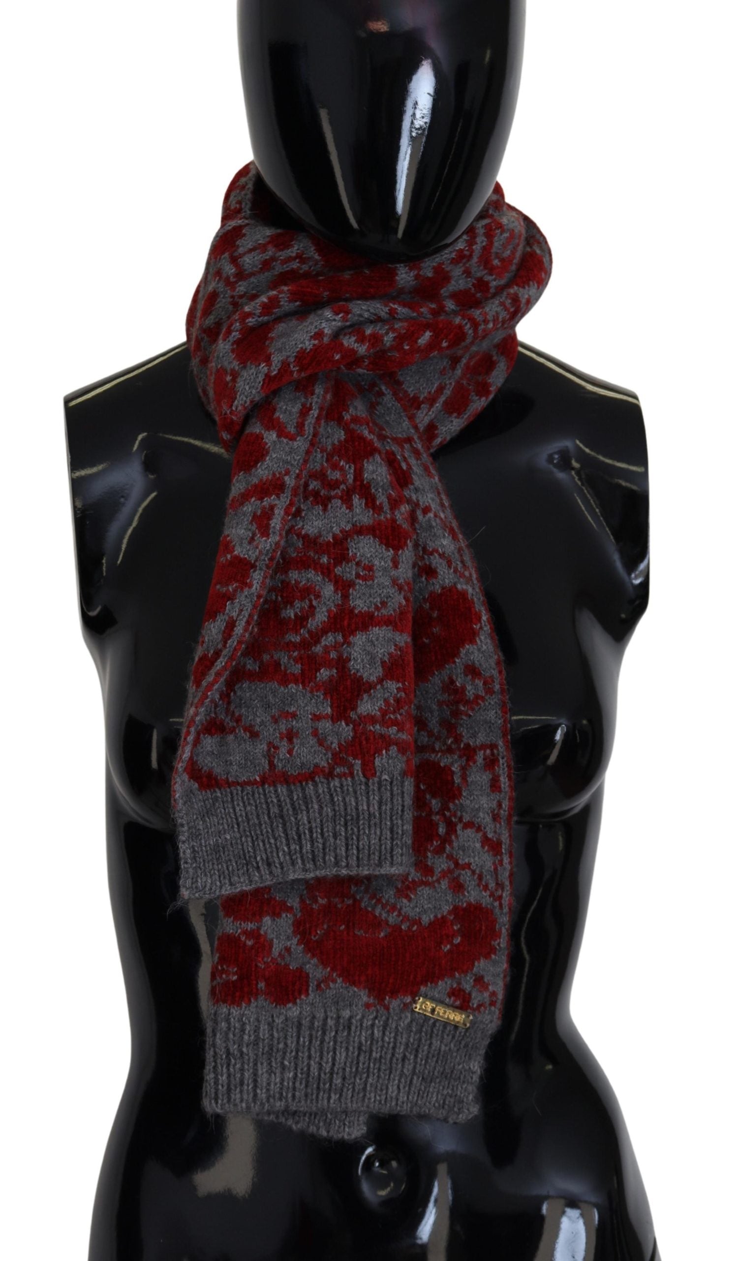 GF Ferre Rot Grau Gestrickte Wickeldecke Damen Schal