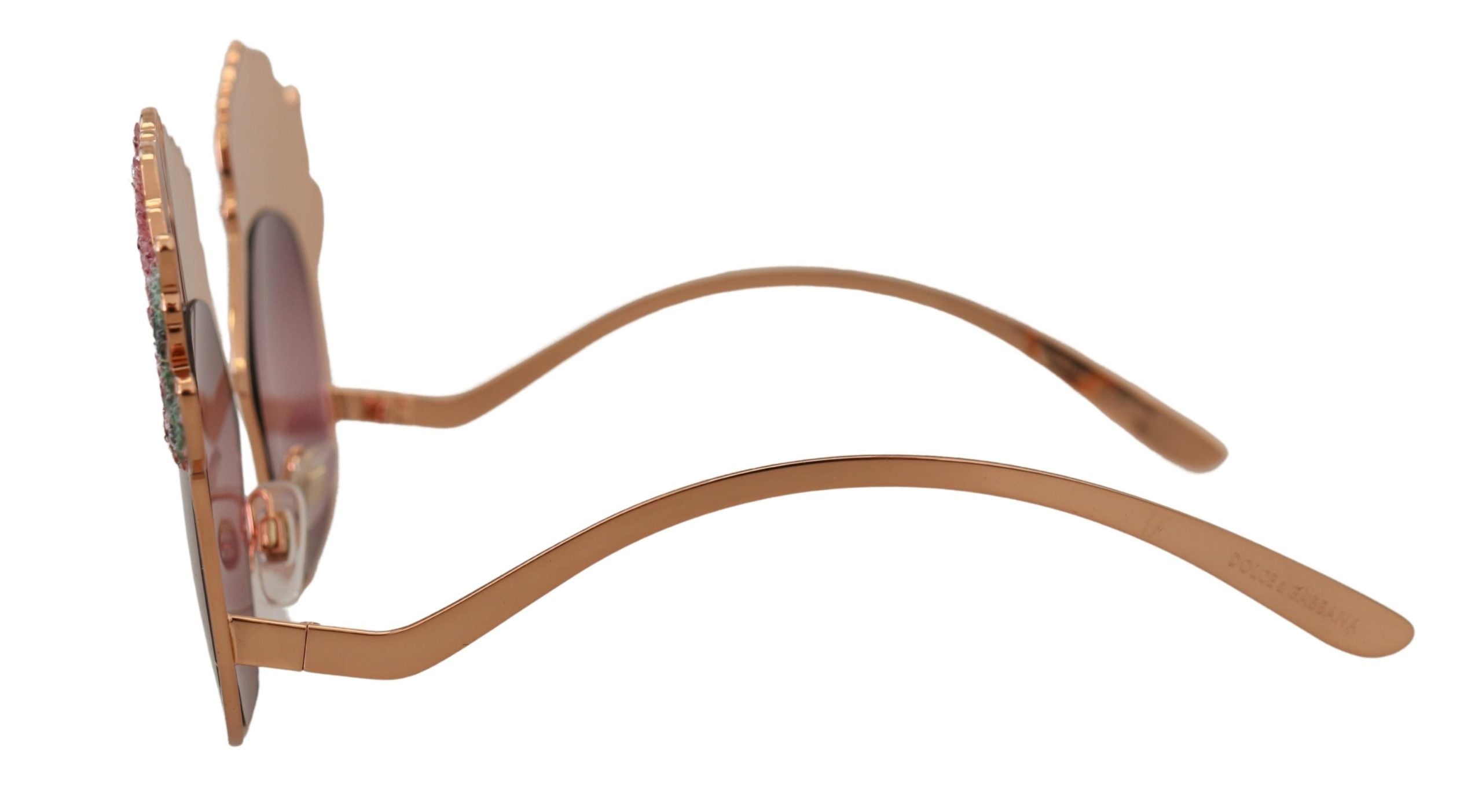 Dolce & Gabbana Pink Gold Rose Pailletten-Stickerei DG2202 Sonnenbrille