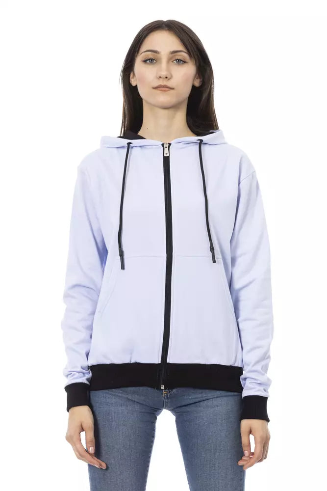 Baldinini Trend Damen-Pullover aus violetter Baumwolle mit verstellbarer Kapuze