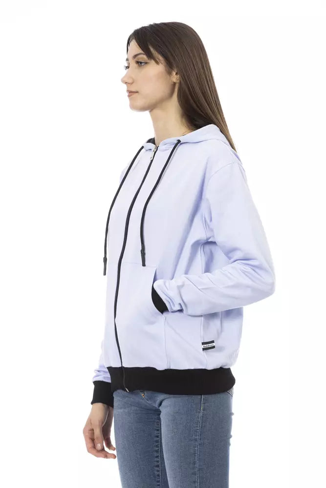 Baldinini Trend Damen-Pullover aus violetter Baumwolle mit verstellbarer Kapuze